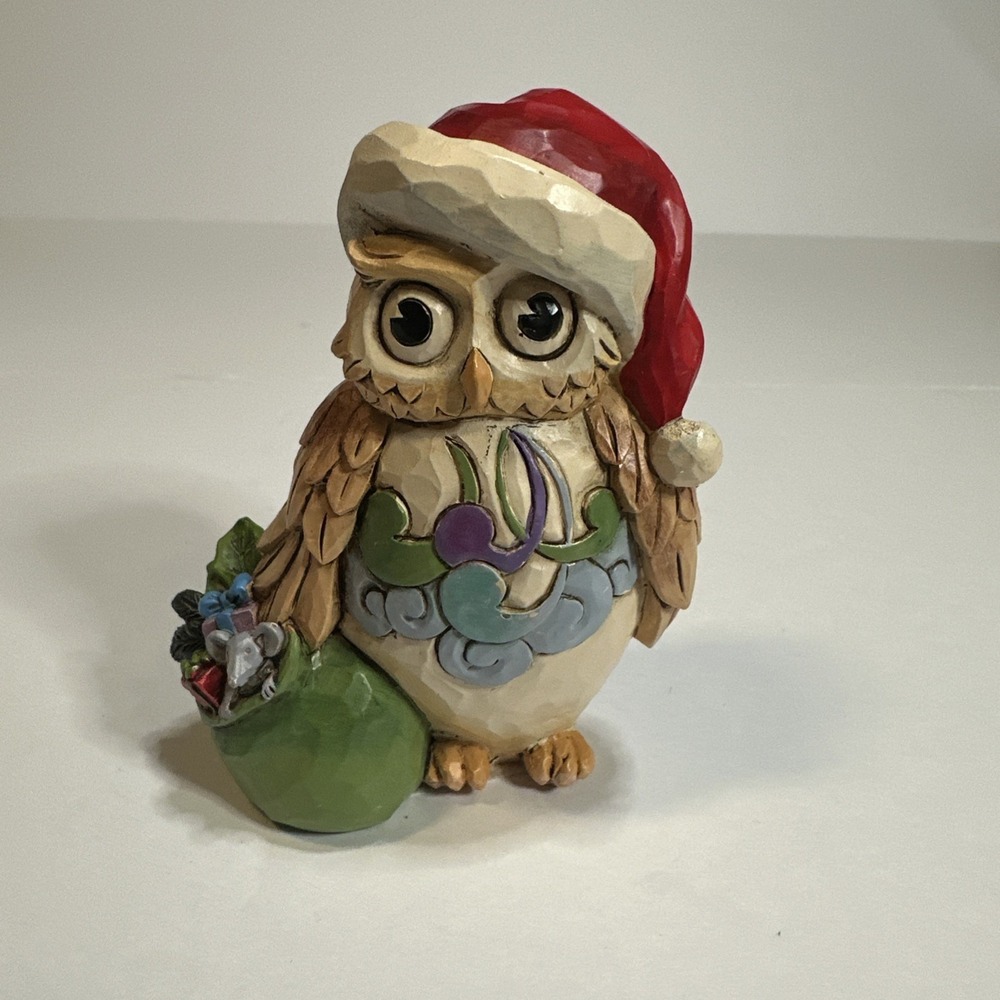 Jim Shore Heartwood Creek Christmas Figurine Mini Santa Owl 2014 Retired